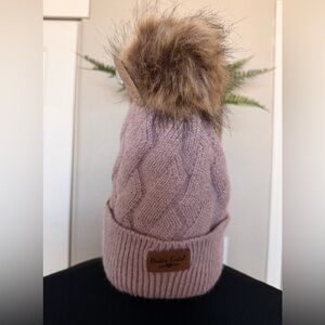 Butte Knits Pink Cable Knit Pom Pom Hat